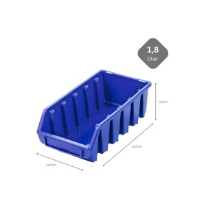 Blaue PROREGAL Sichtlagerbox (2L) aus Polypropylen, Maße 7,5x11,6x21,2 cm, für Aufbewahrungssysteme.
