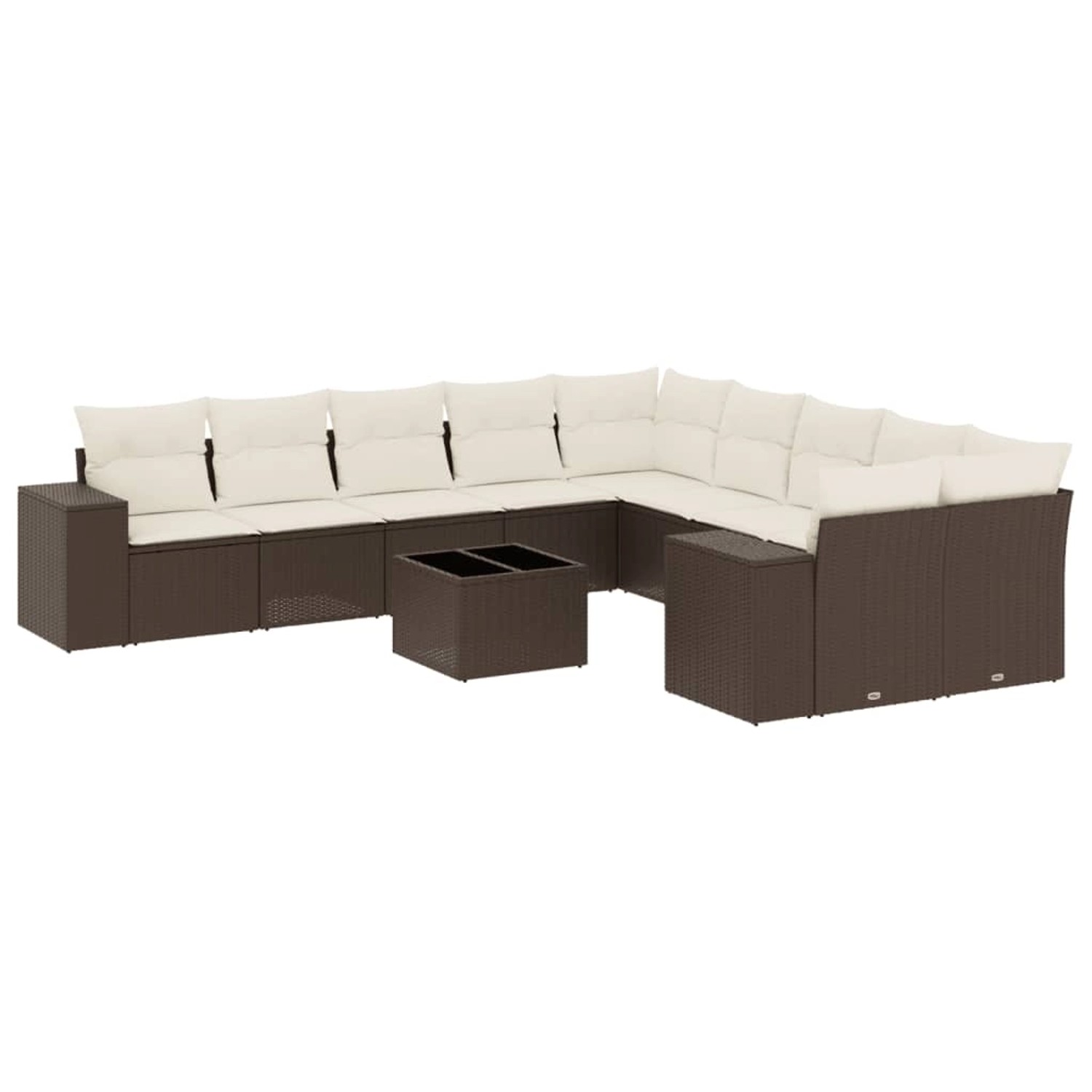 vidaXL 11-Tlg Garten-Sofagarnitur mit Kissen Braun Poly Rattan 3223122 günstig online kaufen