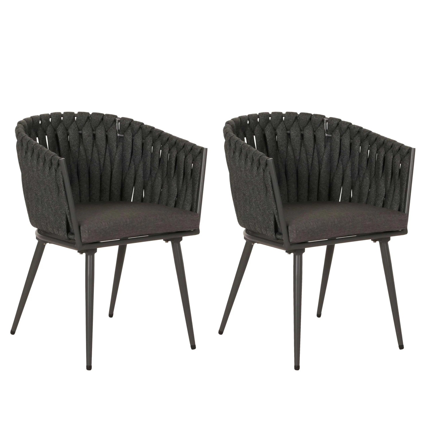 MCW Gartenstuhl N38 2er-Set Anthrazit Kissen Dunkelgrau günstig online kaufen