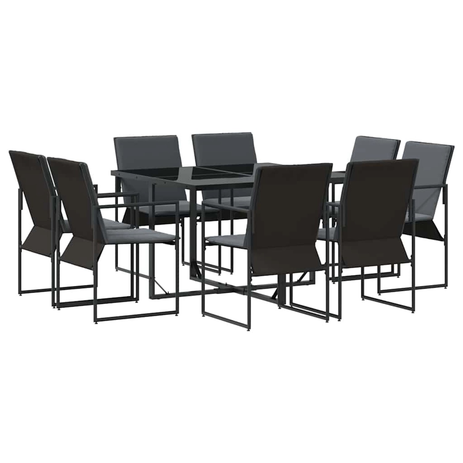 vidaXL Garten Essgruppe 9-Tlg Schwarz Stahl 3335868 günstig online kaufen