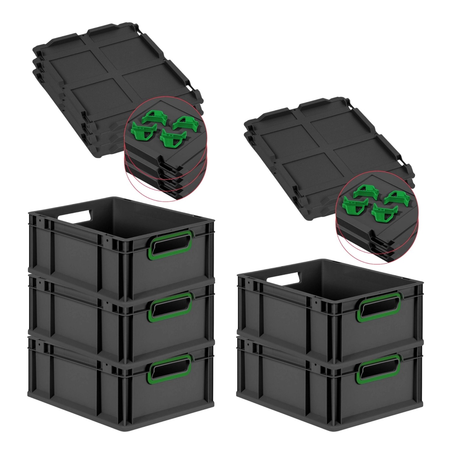 PROREGAL SparSet 5x Eurobox Nextgen Color Mit Auflagedeckel HxBxT 17x30x40c günstig online kaufen