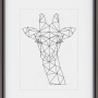 Schwarzer Kunststoff Bilderrahmen (20x30 cm) mit Passepartout und geometrischem Giraffen-Motiv.