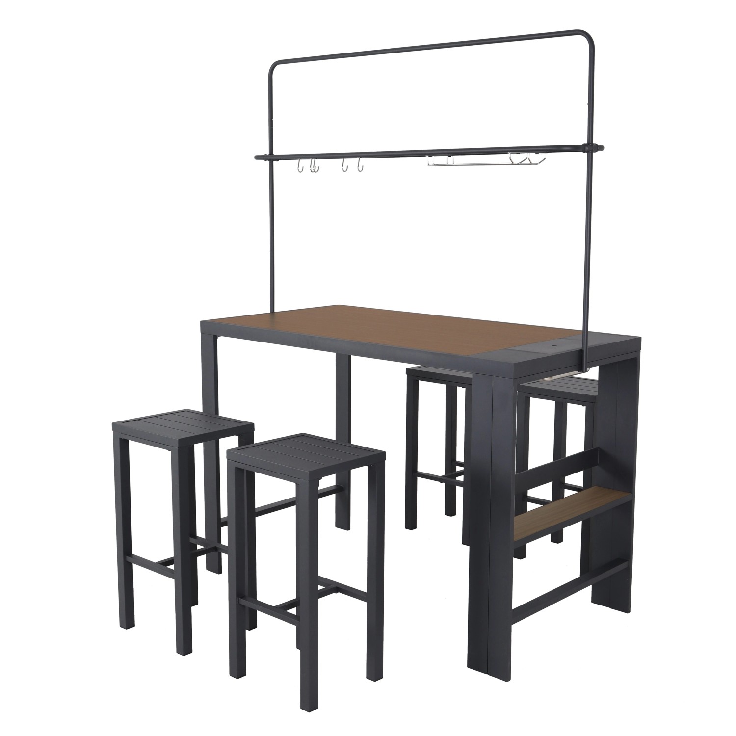 Leco Bar-Sitzgruppe / Gartentheke Elsa 157 cm x 80 cm x 209 cm Anthrazit