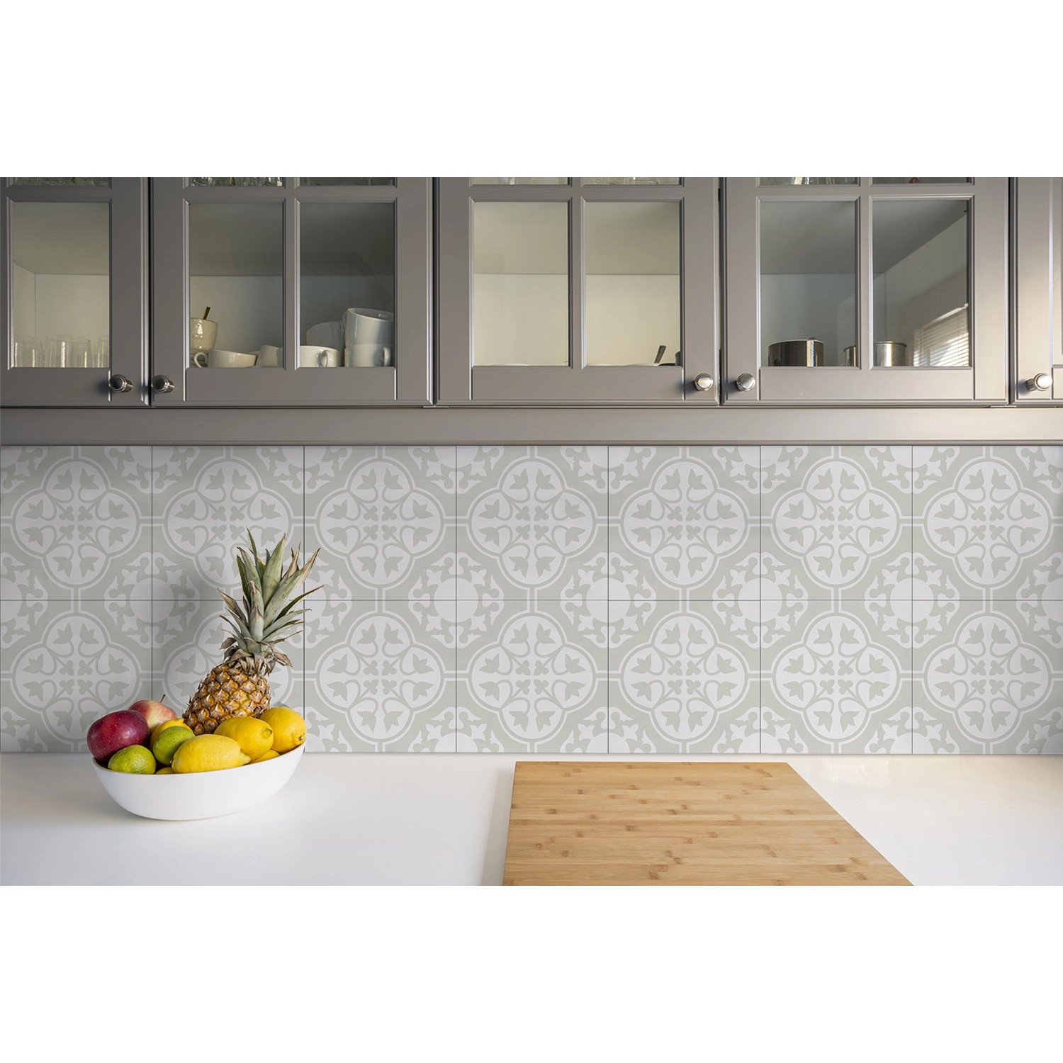 Tulup PVC Fliesen Selbstklebende 30 cm x 30 cm Set von 9 Klassische Klebefliesen Vinyl Bodenfliesen Klebefliesen für Küche Blumen Ornament_4