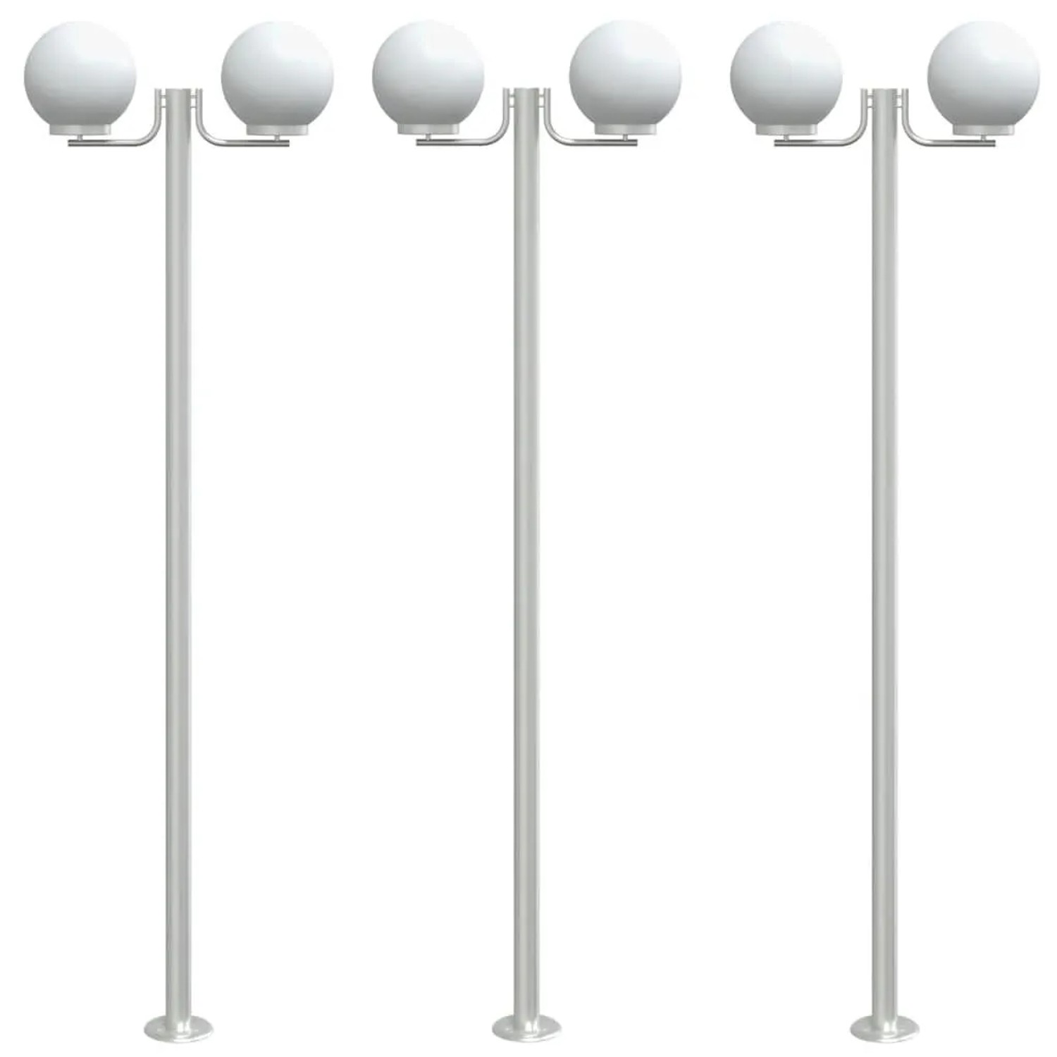 vidaXL Wegeleuchten 3 Stk Silbern 215 cm Edelstahl 4006389