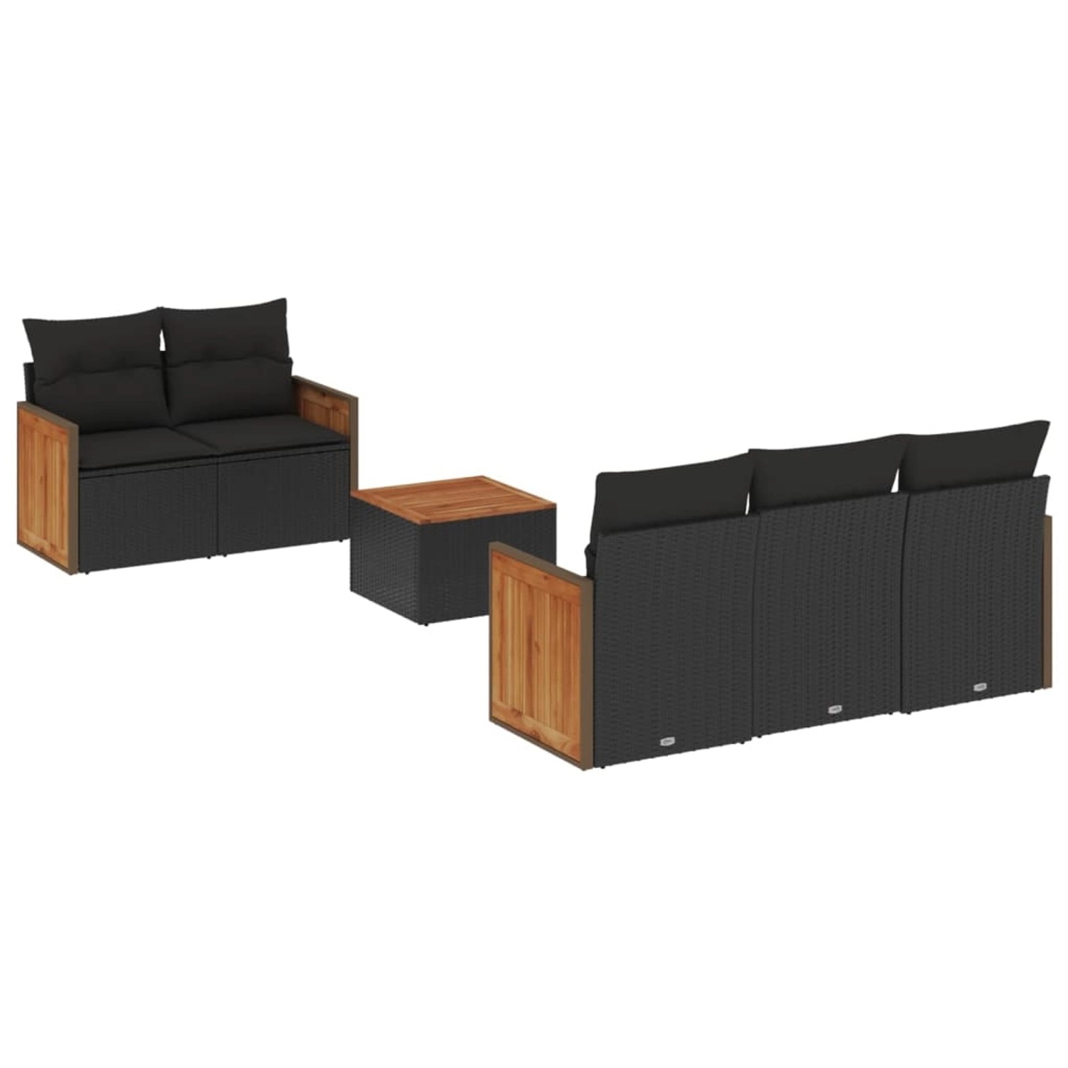 vidaXL 6-Tlg Garten-Sofagarnitur mit Kissen Schwarz Poly Rattan 3259864 günstig online kaufen