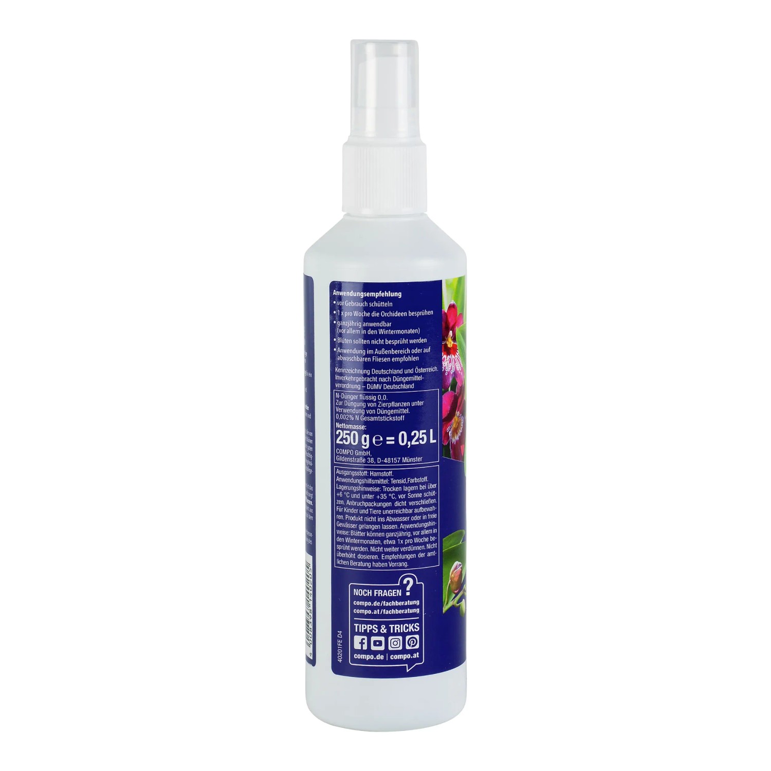 Compo Blattpflege für Orchideen, 250ml Sprühflasche für gesunde Orchideenblätter.
