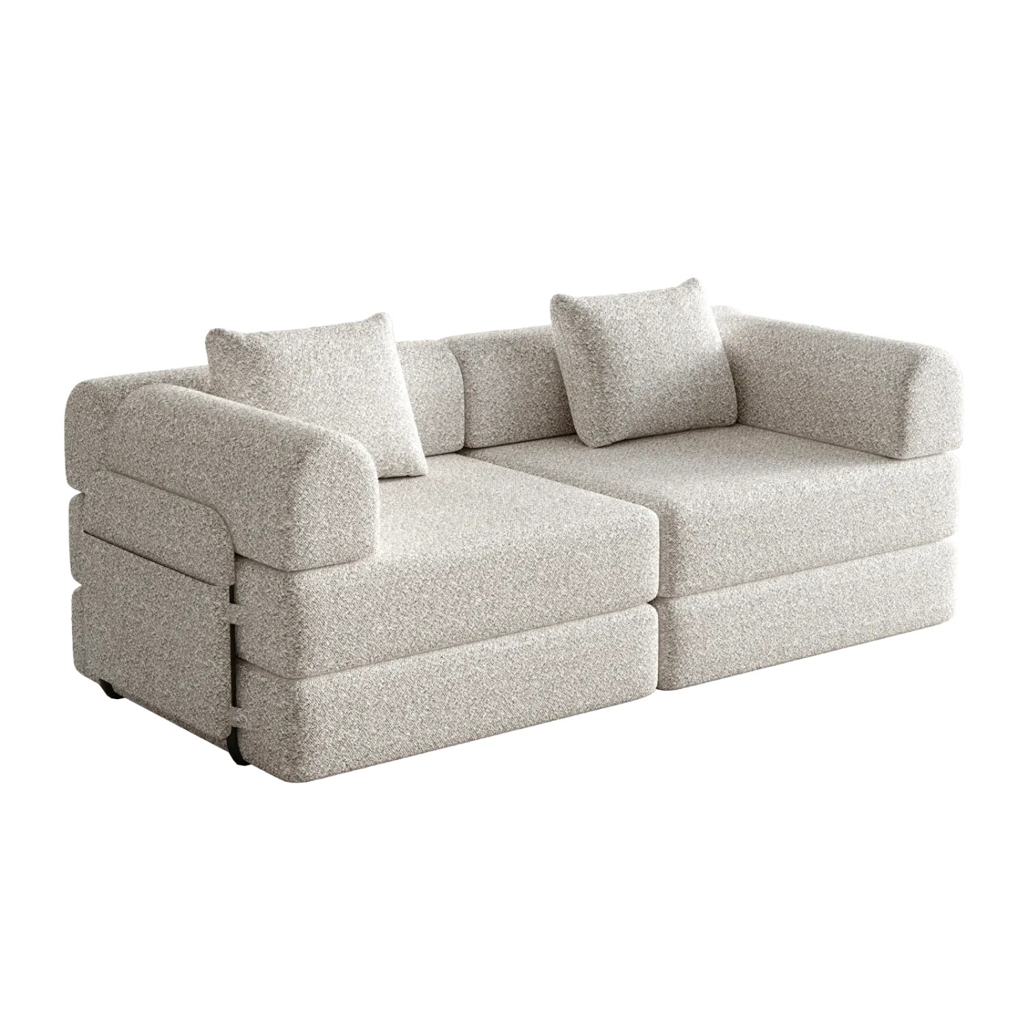PXloue Schlafsofa 2 in 1 Sofa 2 Sitzer mit Bettfunktion Metallrahmen Armlehnen Stauraum Chenille Schwarz