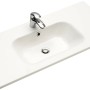 Weißer Waschtisch aus dem Pelipal Badmöbel-Set Quickset 923 mit Armatur.