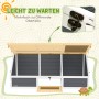 Offenes, hellgraues PawHut Schildkrötenhaus aus Holz mit verzinktem Stahl, das die einfache Wartung durch mehrfach zu öffnende Oberteile zeigt.