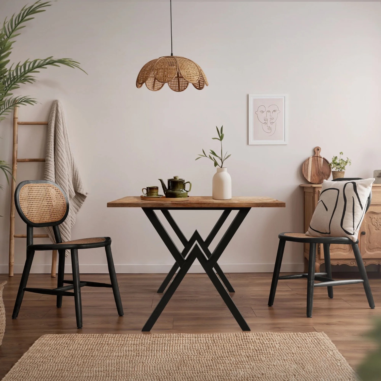 6 Stück Tischsets Aus Stoff Im Leinen-Look – 33x48 Cm, Hitzebeständig, Maschinenwaschbar, Schwarz