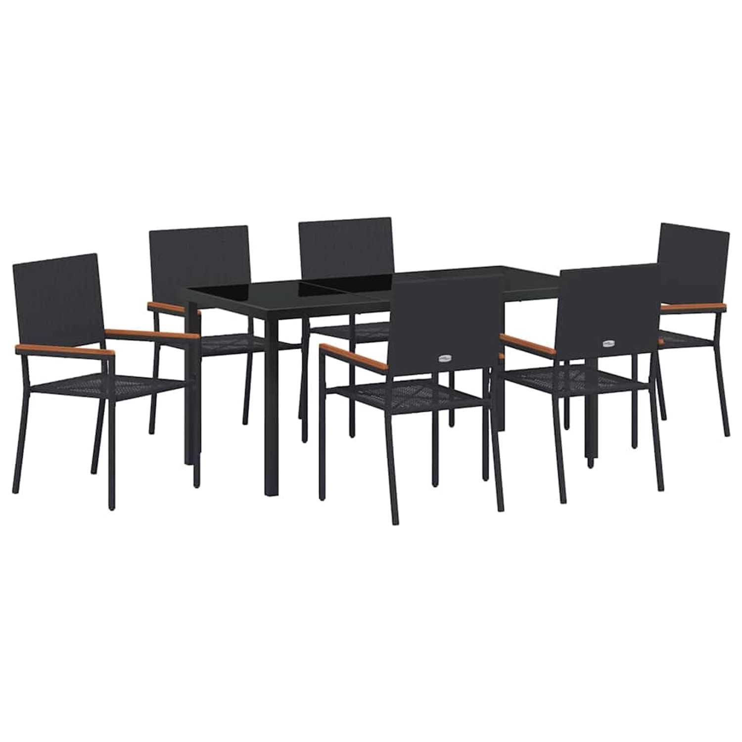 vidaXL Garten Essgruppe 7-Tlg Schwarz Poly Rattan 3379706 günstig online kaufen