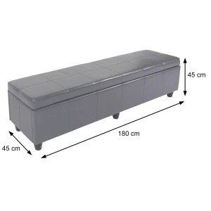 Rote MCW Sitzbank Arezzo XXL mit Stauraum, gepolstert, Kunstleder, 180x45x45 cm.