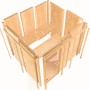 Karibu Sauna Rikka aus Fichte mit Edelstahlofen und externer Steuerung, naturbelassen.