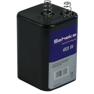 Schake Blockbatterie 6V 7AH 4R25, schwarz, für Baugeräte und Absperrtechnik.