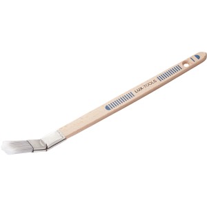 LUX Plattpinsel Gebogen 20 mm mit hellem Holzgriff und Kunstborsten für Lackierarbeiten.