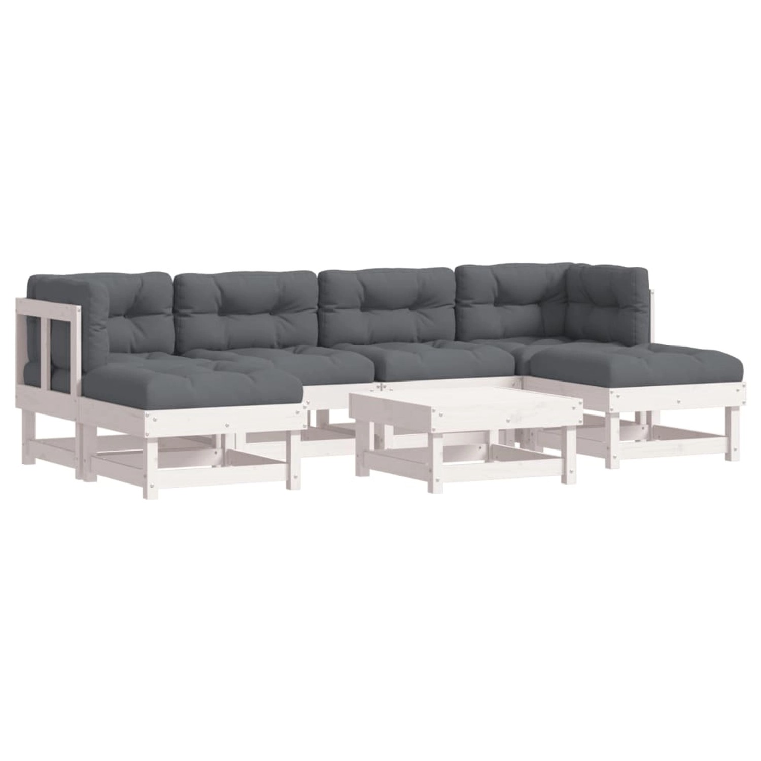 vidaXL 7-tlg Garten-Lounge-Set mit Kissen Weiß Massivholz Modell 9 günstig online kaufen