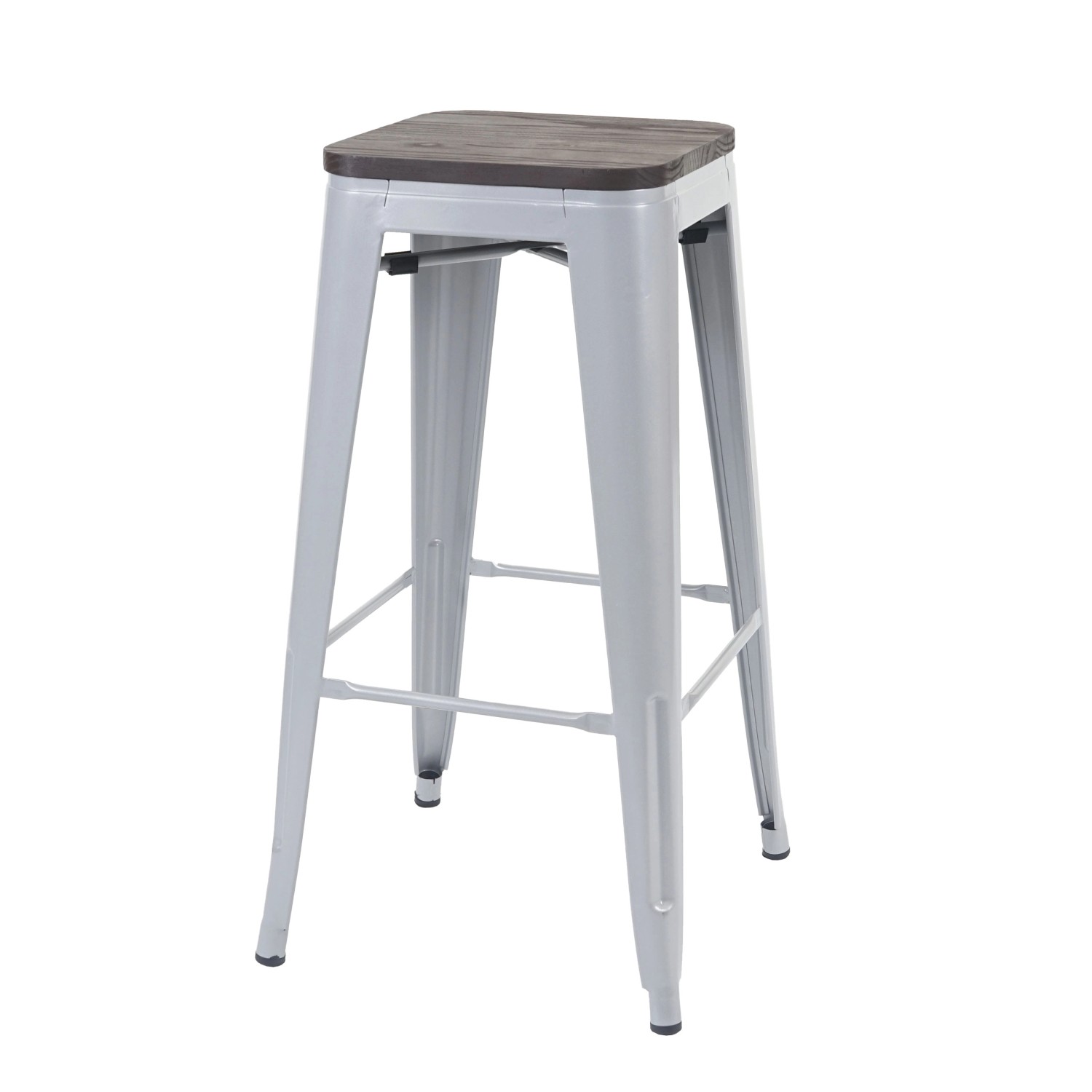 PROREGAL Barhocker Inkl. Holz-Sitzfläche Sitzhöhe 76cm Metall Industriedesi günstig online kaufen