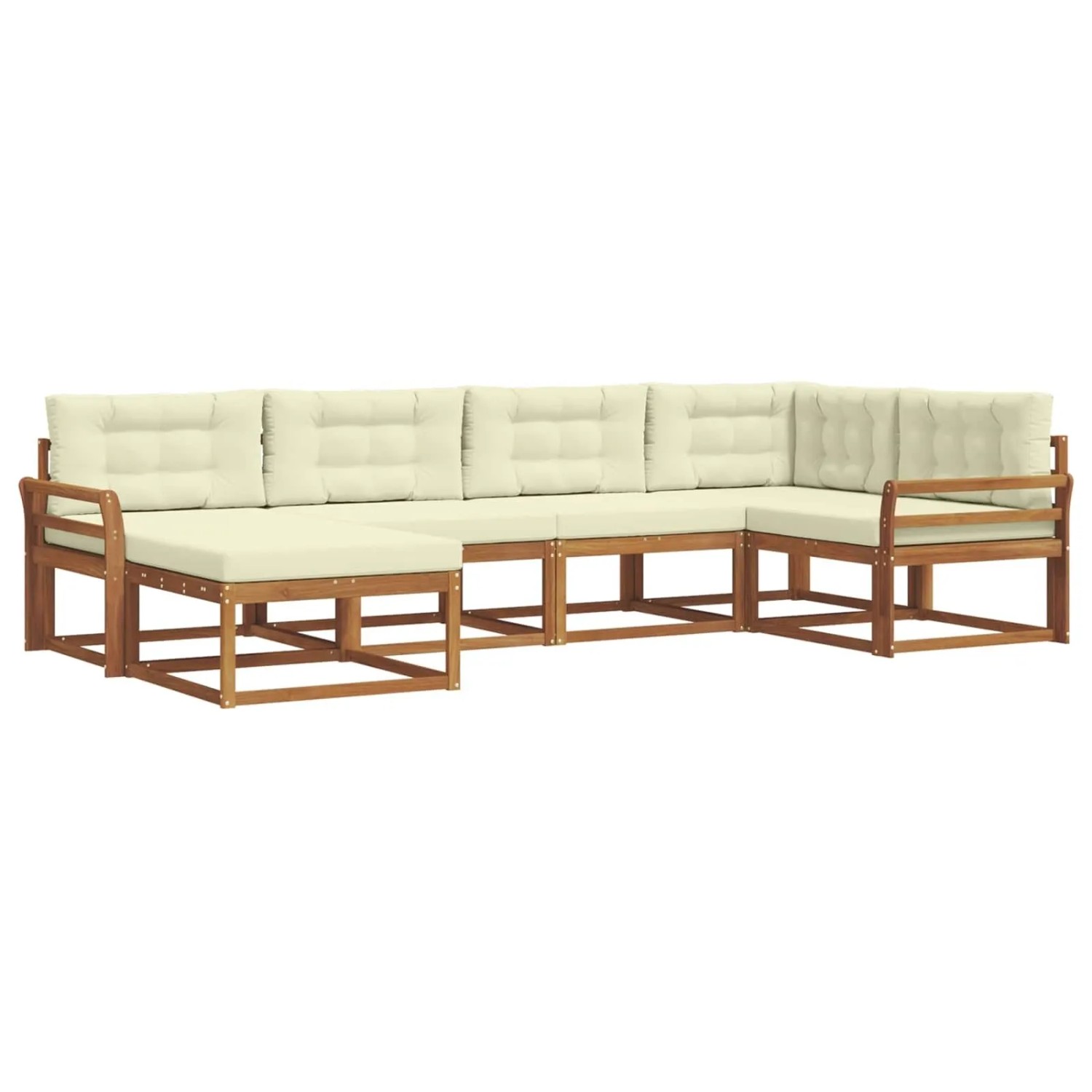 vidaXL Outdoor-Sofagarnitur mit Kissen 6-Tlg Natur und Creme 3367823