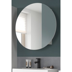 Runder, weißer Inn.Furn Spiegelschrank Relief mit Soft-Close-Funktion im Badezimmer.