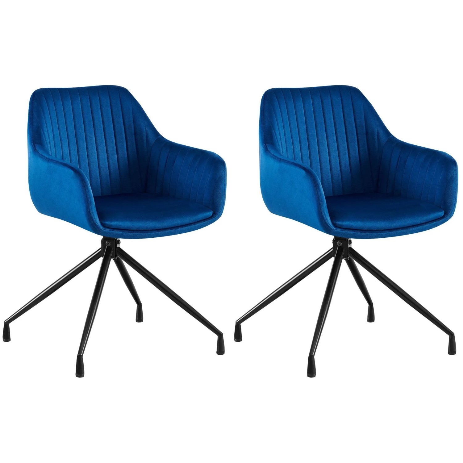 DELUKE 2er Set Esszimmerstuhl MILON Samt Dunkelblau 58x58x81cm Essstühle Esszimmerstühle Küchenstühle Wohnzimmerstühle