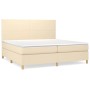 Cremefarbenes vidaXL Boxspringbett 200x200 cm mit Matratze und Kopfteil.