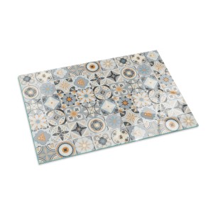 Tulup Glasplatte für Kamin Mosaikmuster in Fliesen Glasplatte unter Kamin Rechteck 100x70 cm Grau Glasplatte für Kamin Funkenschutzplatte aus Glas