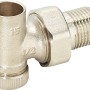 Eck-Heizkörperverschraubung, 21 mm (R 1/2) x 15 mm, für Heizungsinstallation.