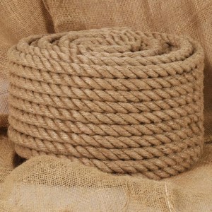 Aufgerolltes Juteseil, 25 m lang, 24 mm stark, aus Naturfaser. Ideal für Garten & Deko.