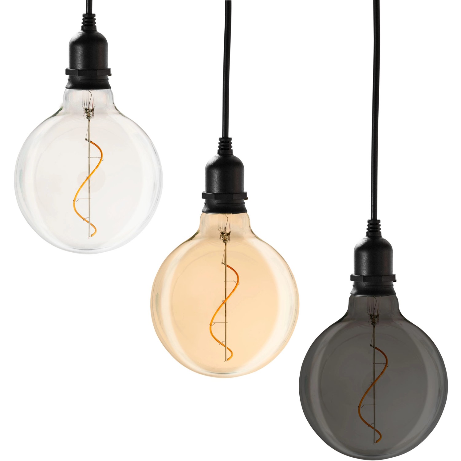 Amare LED-Glaskugel Glow 3er Set mit Batterie Klar, Gold & Smokey