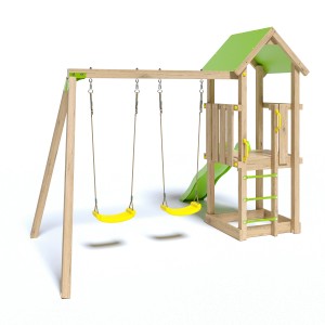 Trigano Spielturm Easy Xperience mit Rutsche, Sandkasten und Schaukel für Kinder.