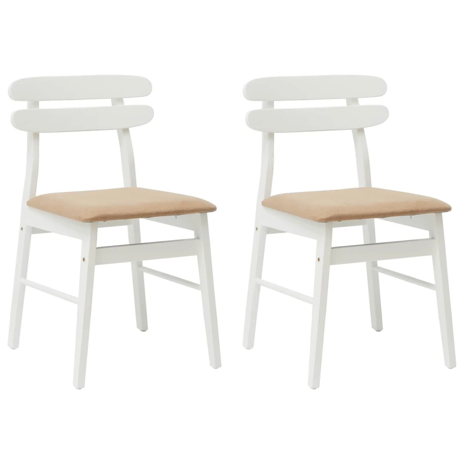 vidaXL Esszimmerstuhl 2 Stk Weiß und Braun Massives Gummiholz 42020517 günstig online kaufen