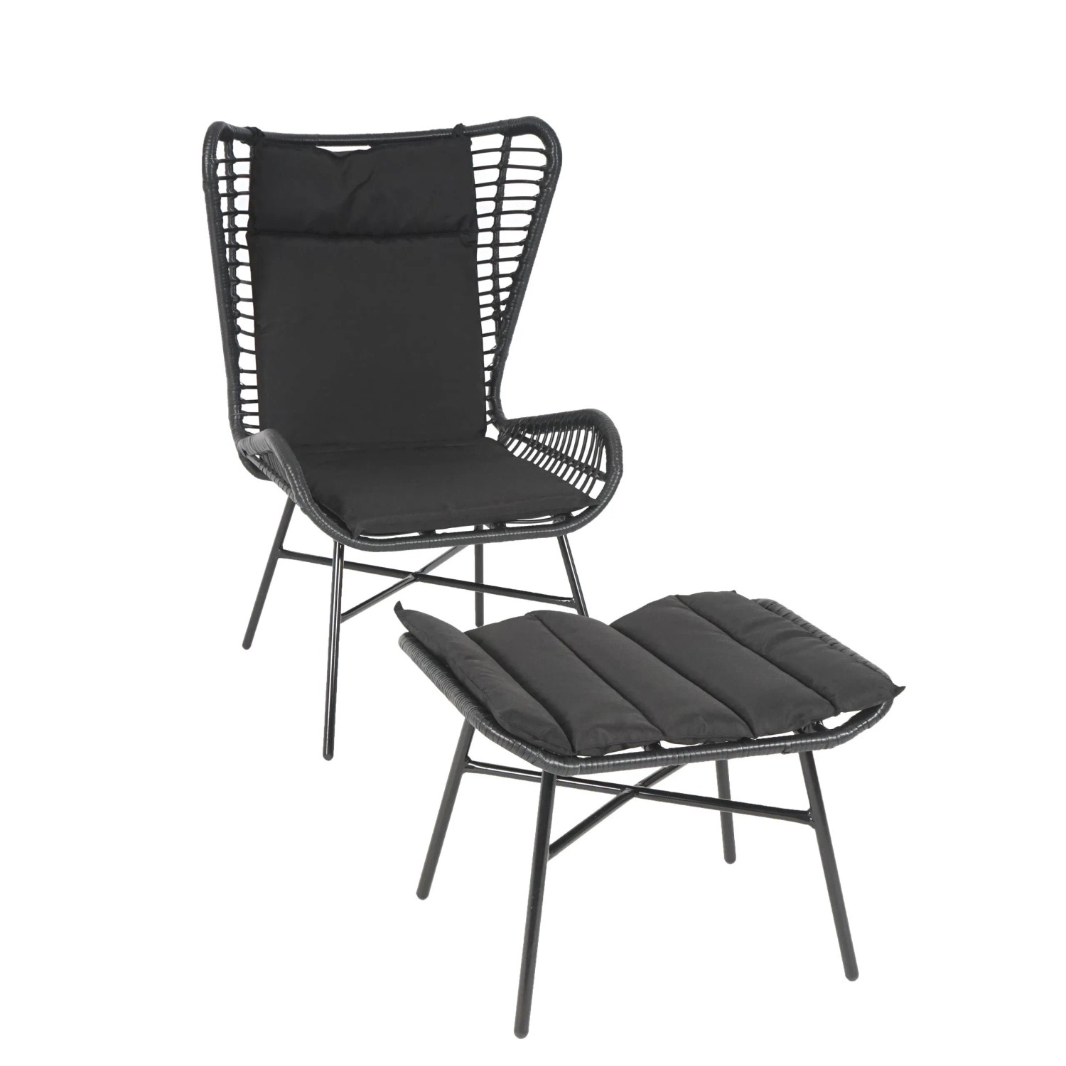 Proregal Poly-Rattan Set HxBxT 103x68x70 cm Seil Anthrazit Kissen Anthrazit günstig online kaufen