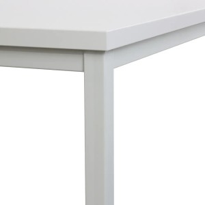 Detailansicht: Lichtgrauer PROREGAL Bürotisch mit Stahlgestell. Stabiler Computertisch für Büro und Homeoffice.