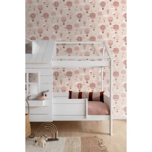 ESTAhome Vliestapete: Rosa Luftballons & Wolken für Kinderzimmer. Dekorative Wandgestaltung, 50x900 cm.