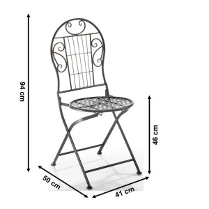 Kobolo Gartenstuhl Metallstuhl Klappstuhl Stuhl Metall Schwarz H94 cm