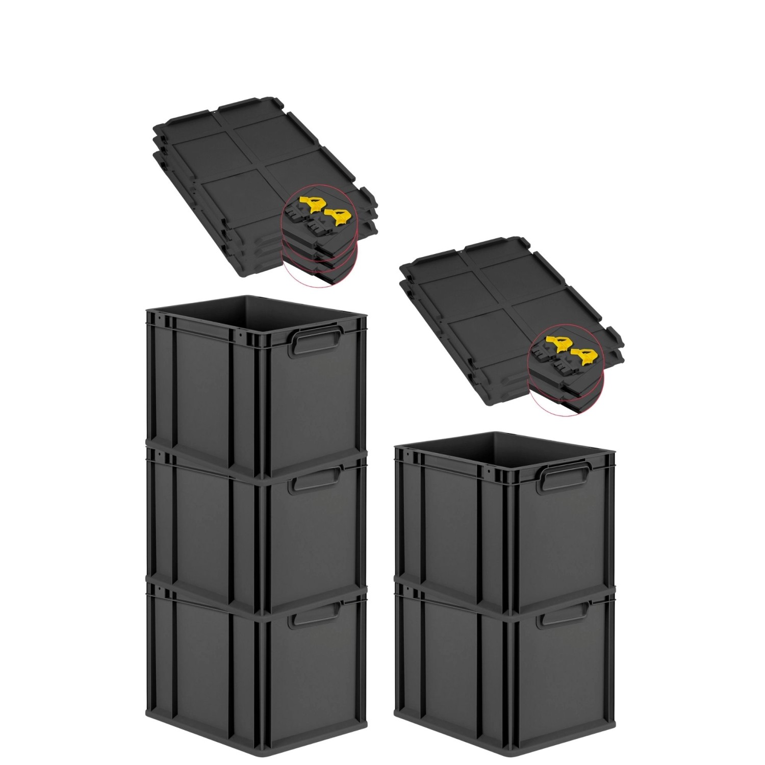 PROREGAL SuperSparSet 5x Eurobox Nextgen Grip Mit Scharnierdeckel Und Gelbe günstig online kaufen