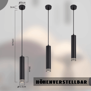 ZMH Pendelleuchte 1 flammig GU10 Zylinder Design Aluminium Höhenverstellbar Modern für Küche Wohnzimmer Esszimmer