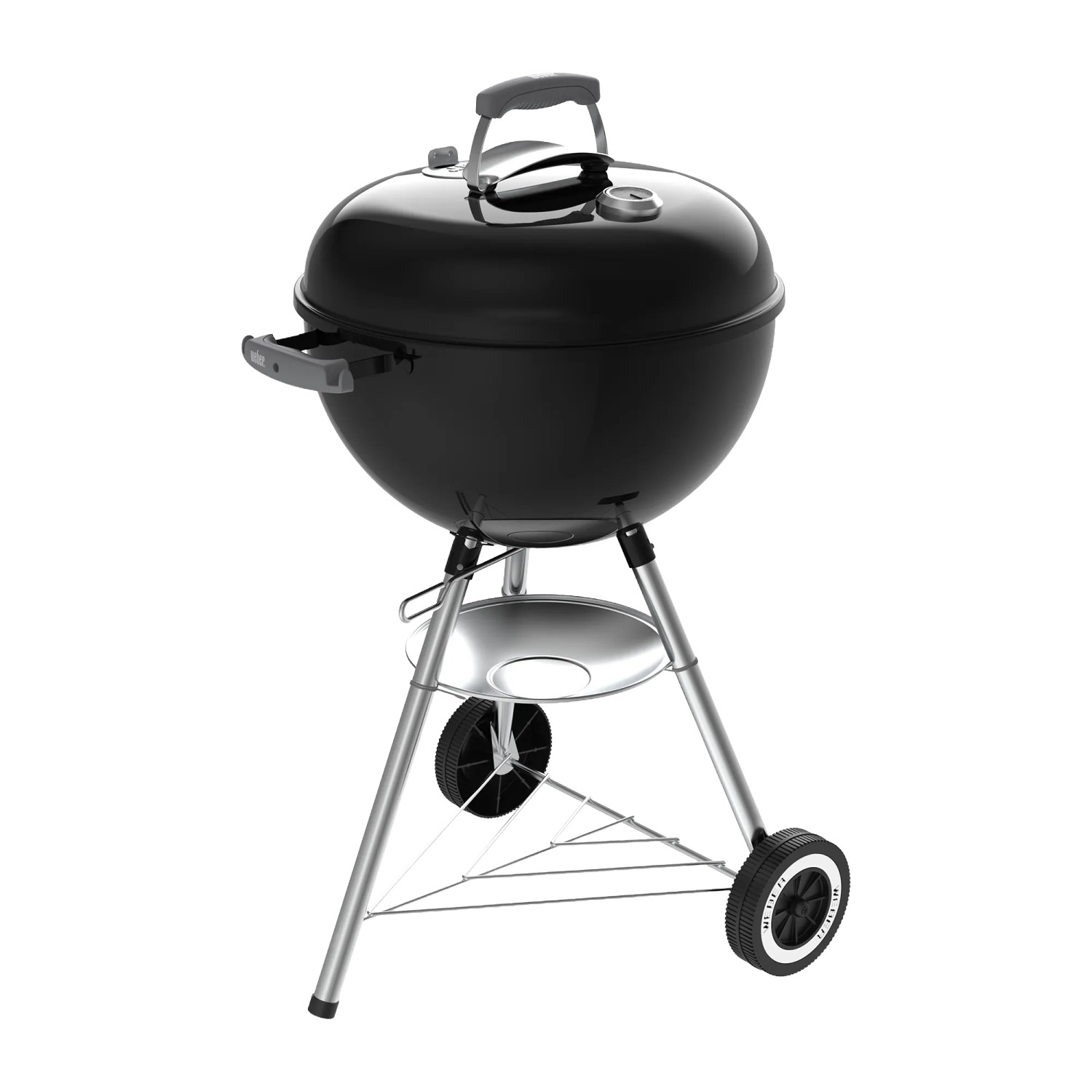 Schwarzer Weber Holzkohlegrill Original Kettle 47 cm mit Deckelthermometer und Aschetopf.