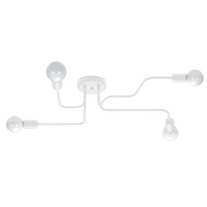 Weißer Sollux Lighting Kronleuchter Vector 4 mit vier Leuchten im Industrie-Stil.