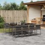 vidaXL 9-tlg. Garten-Essgruppe mit grauen Kissen und Poly Rattan. Gartentisch mit 8 Stühlen.