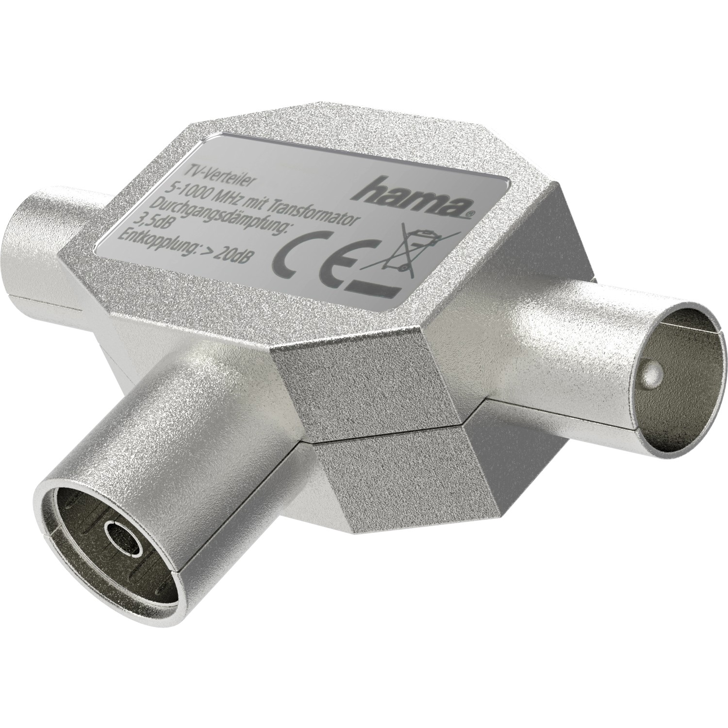 Hama Antennen-Verteiler Koax-Kupplung/2 Koax-Stecker Metall Silber