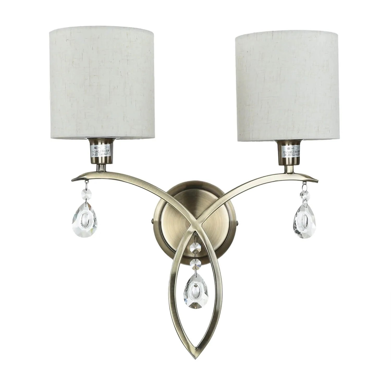 Licht-Erlebnisse Wandlampe Mit Schalter Metall Stoff 41,5 cm Hoch In Messing Antik Natur