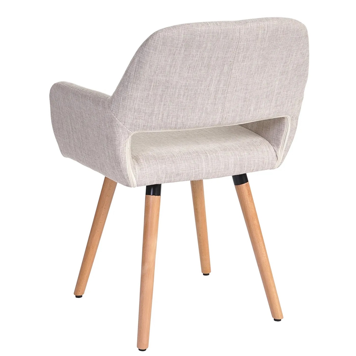 MCW Esszimmerstuhl A50 II, creme-graues Textil, helle Holzbeine, Rückansicht.