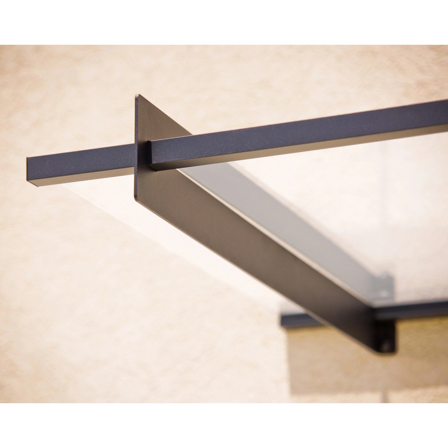 Palram Canopia Vordach Nancy, 301 cm breit, anthrazitfarbene Halterung, klare Platte.