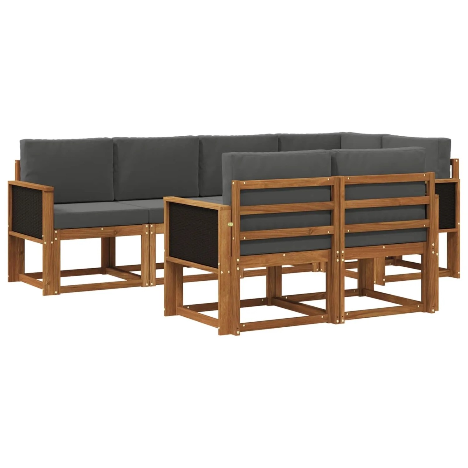 vidaXL Outdoor-Sofagarnitur 7 Stk Natur und Anthrazit Polyester 3385283