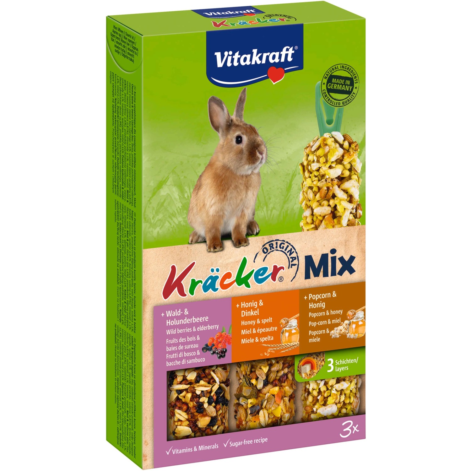 Vitakraft Kräcker Trio Waldbeere-Honig-Popcorn 3 Stück / 160 g