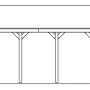 Technische Zeichnung eines Satteldach-Carports Wallgau 430x600 cm mit schwarzen Schindeln.
