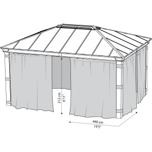 Palram Canopia Seitenteile für Pavillon Dallas 4900, dunkelgraue Vorhänge für Laube.