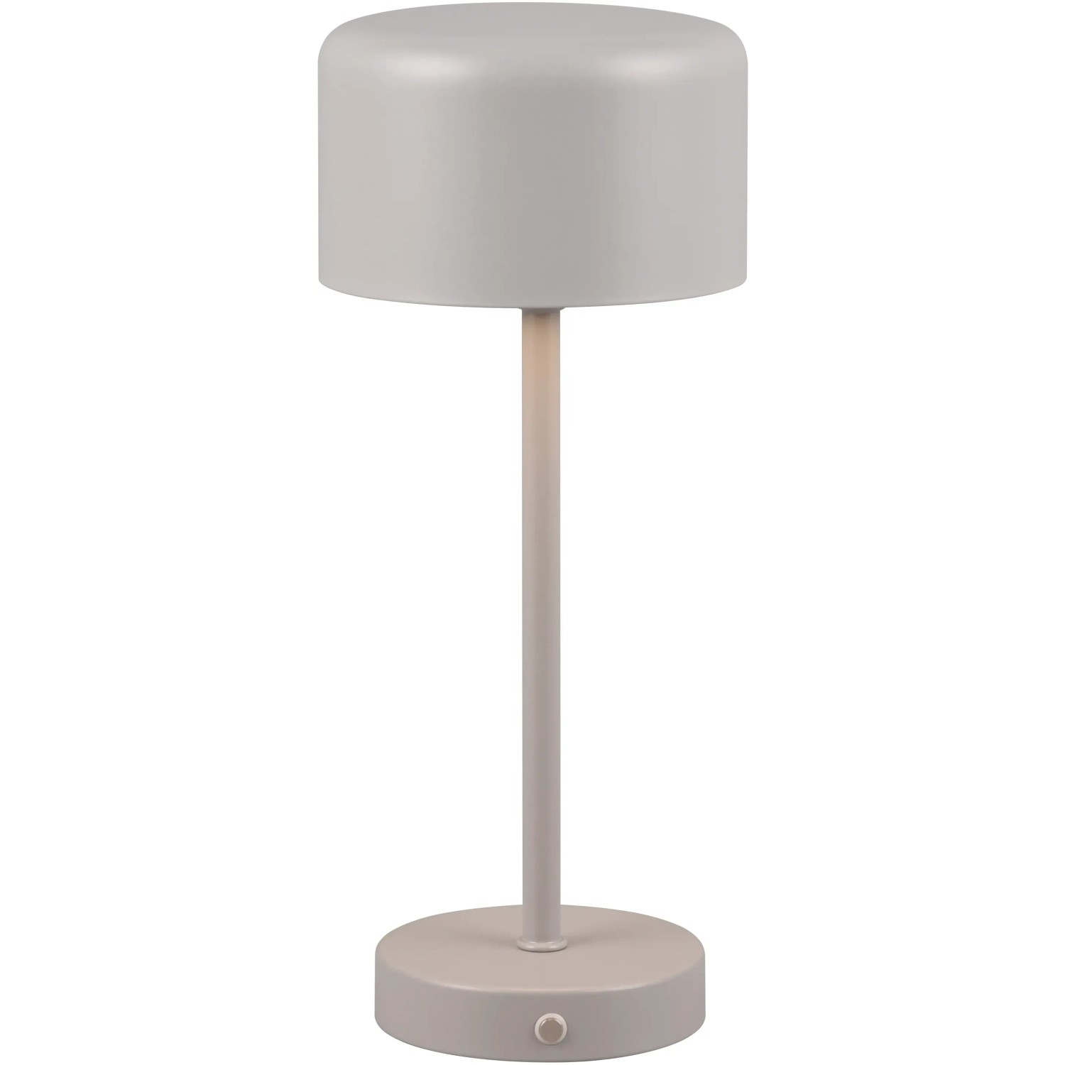 Graue Reality LED-Tischleuchte Jeff mit Akku, Ø 12,6 cm, 30 cm hoch.